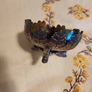 Vintage Fenton Amethyst Carnival Glass Footed Bowl